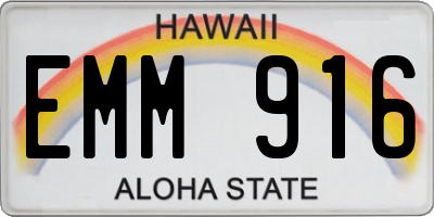 HI license plate EMM916