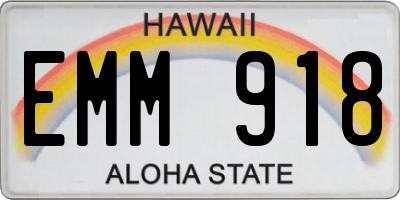 HI license plate EMM918