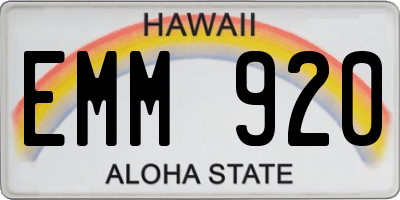 HI license plate EMM920