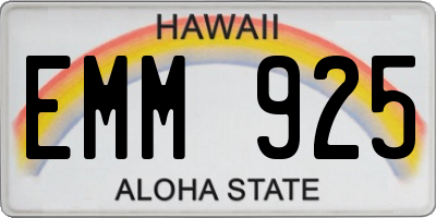 HI license plate EMM925