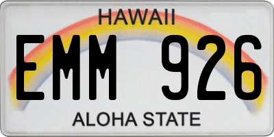 HI license plate EMM926