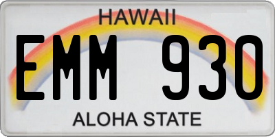 HI license plate EMM930