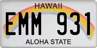 HI license plate EMM931