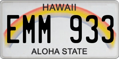 HI license plate EMM933