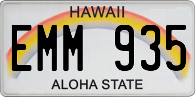 HI license plate EMM935