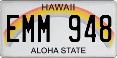 HI license plate EMM948