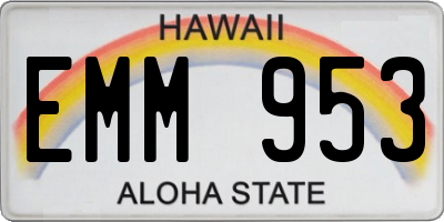 HI license plate EMM953
