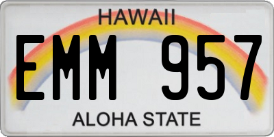 HI license plate EMM957
