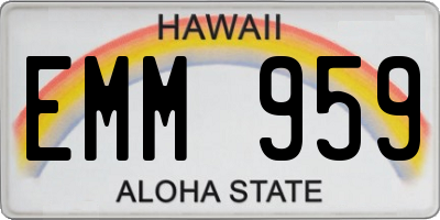 HI license plate EMM959