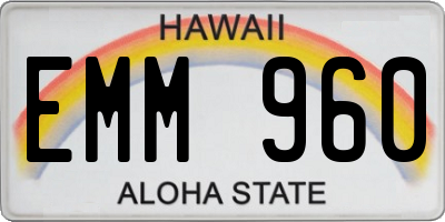 HI license plate EMM960