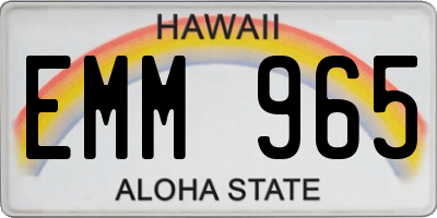 HI license plate EMM965