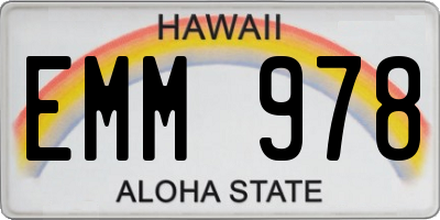 HI license plate EMM978