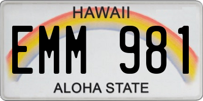 HI license plate EMM981