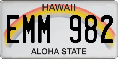 HI license plate EMM982