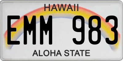 HI license plate EMM983