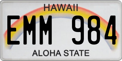 HI license plate EMM984