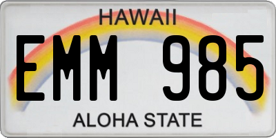 HI license plate EMM985