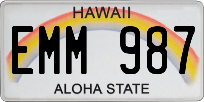 HI license plate EMM987