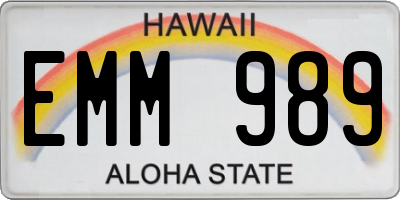 HI license plate EMM989