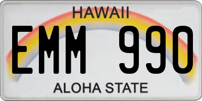 HI license plate EMM990