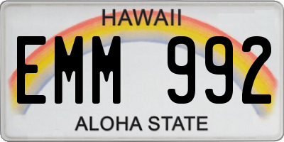 HI license plate EMM992