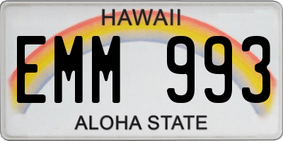 HI license plate EMM993