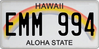 HI license plate EMM994