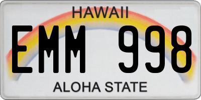 HI license plate EMM998