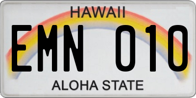 HI license plate EMN010