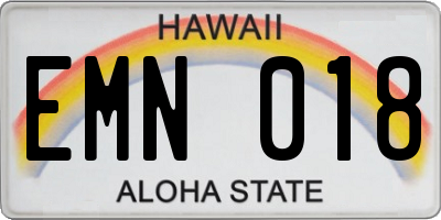 HI license plate EMN018