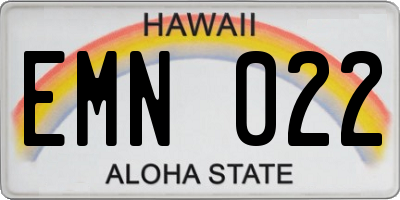 HI license plate EMN022