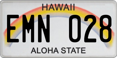 HI license plate EMN028