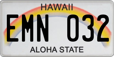 HI license plate EMN032