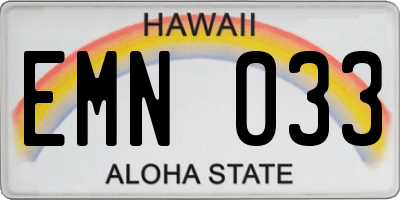 HI license plate EMN033