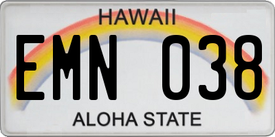 HI license plate EMN038