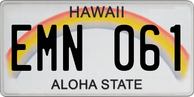 HI license plate EMN061