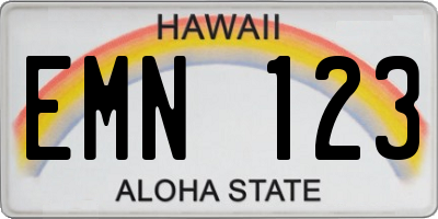 HI license plate EMN123