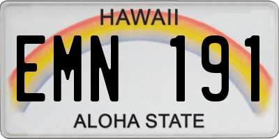 HI license plate EMN191