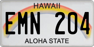 HI license plate EMN204