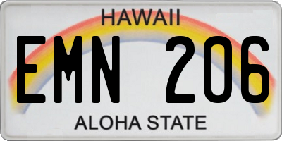 HI license plate EMN206