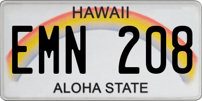 HI license plate EMN208