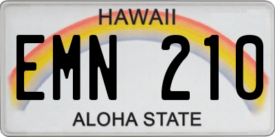 HI license plate EMN210