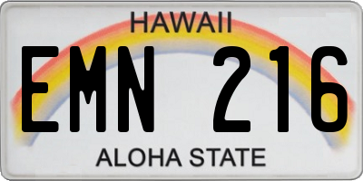 HI license plate EMN216