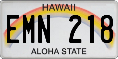 HI license plate EMN218