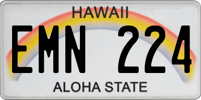 HI license plate EMN224