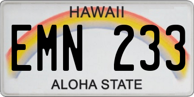 HI license plate EMN233