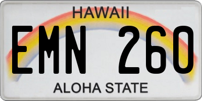 HI license plate EMN260