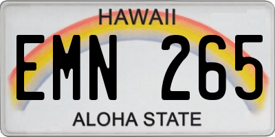 HI license plate EMN265