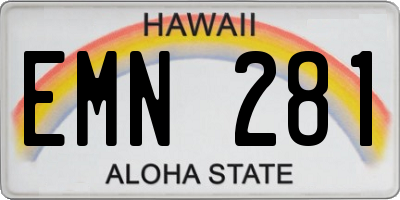 HI license plate EMN281
