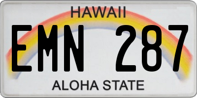 HI license plate EMN287